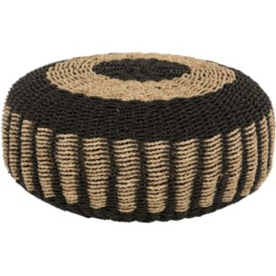 Saroni Seagrass Pouf - black and natural color- dai60xh35cm