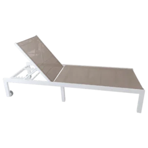 ALUMINIUM TEXTLINE SUNBED - Puerto - TextLine and ALUMINIUM fRAME - Darck Beige - 65x213xH34cm