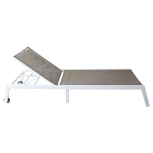 ALUMINIUM TEXTLINE SUNBED - Lagos- TextLine and ALUMINIUM fRAME - Darck Beige - 65x213xH34cm