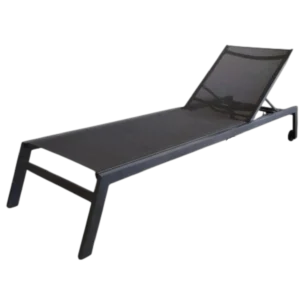 ALUMINIUM TEXTLINE SUNBED - Lagos- TextLine and ALUMINIUM fRAME - Darck Beige - 65x213xH34cm