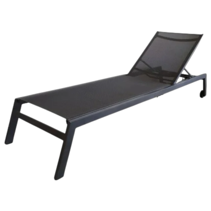 ALUMINIUM TEXTLINE SUNBED - Lagos- TextLine and ALUMINIUM fRAME - Darck Beige - 65x213xH34cm