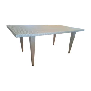 ALUMINIUM WICKER TABLE WITH GLASS 180X100CM