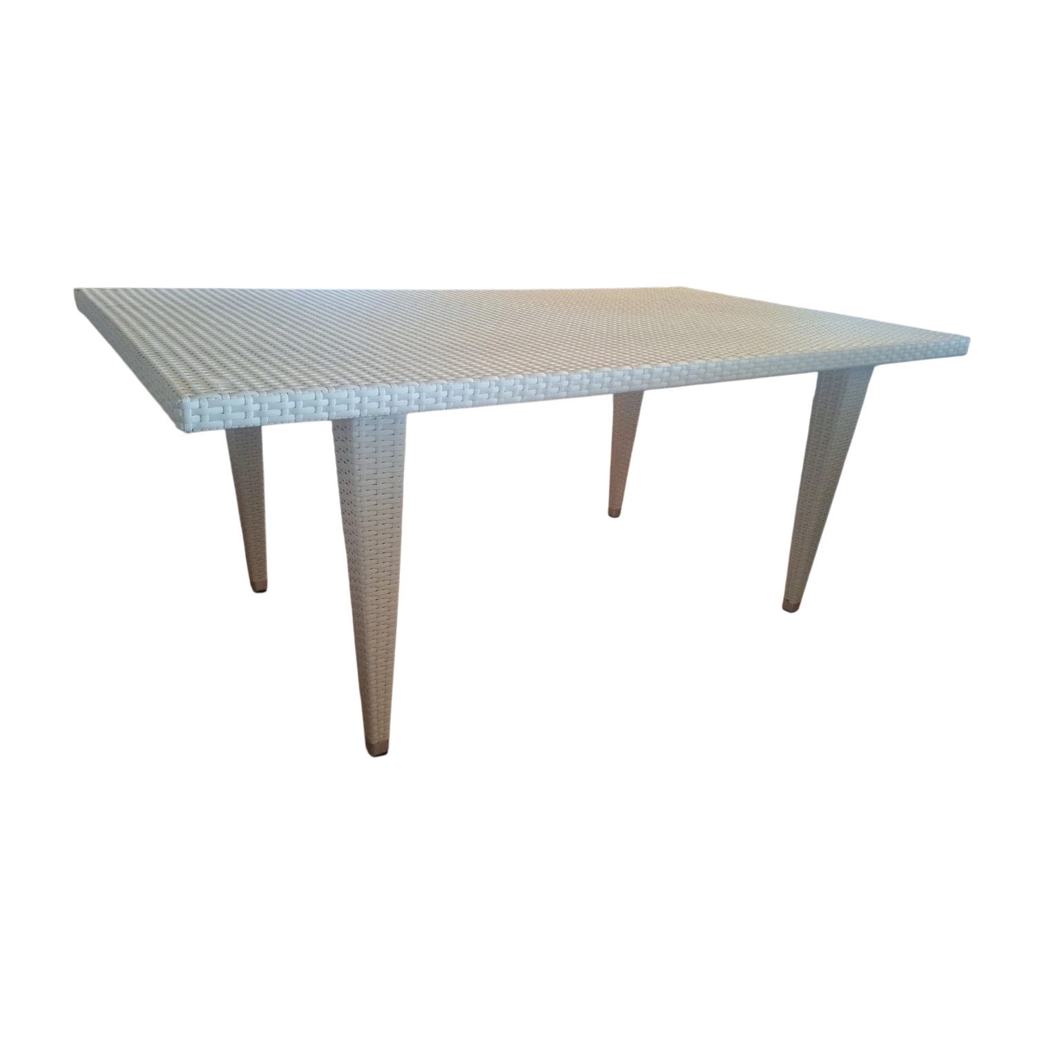 001196037005_FY-T78571-2_White ALUMINIUM WICKER TABLE WITH GLASS 180X100CM