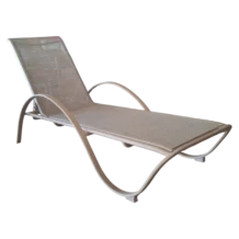 ALUMINIUM TEXTLINE SUNBED WITH ARMS 207x68x34 cm BEIGE
