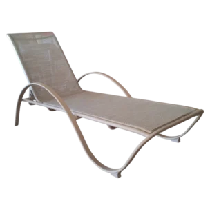 ALUMINIUM TEXTLINE SUNBED WITH ARMS 207x68x34 cm BEIGE