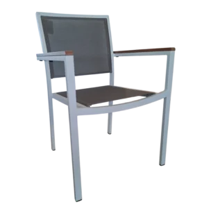 ALUMINUM TEXTLINE CHAIR WITH POLYWOOD PLASTIC WOOD ARM 57x60xH85 (SH45) cm