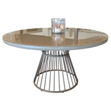 OutDooor- Round Table- Glass top,metal legs - Palama - Ø140xH74cm