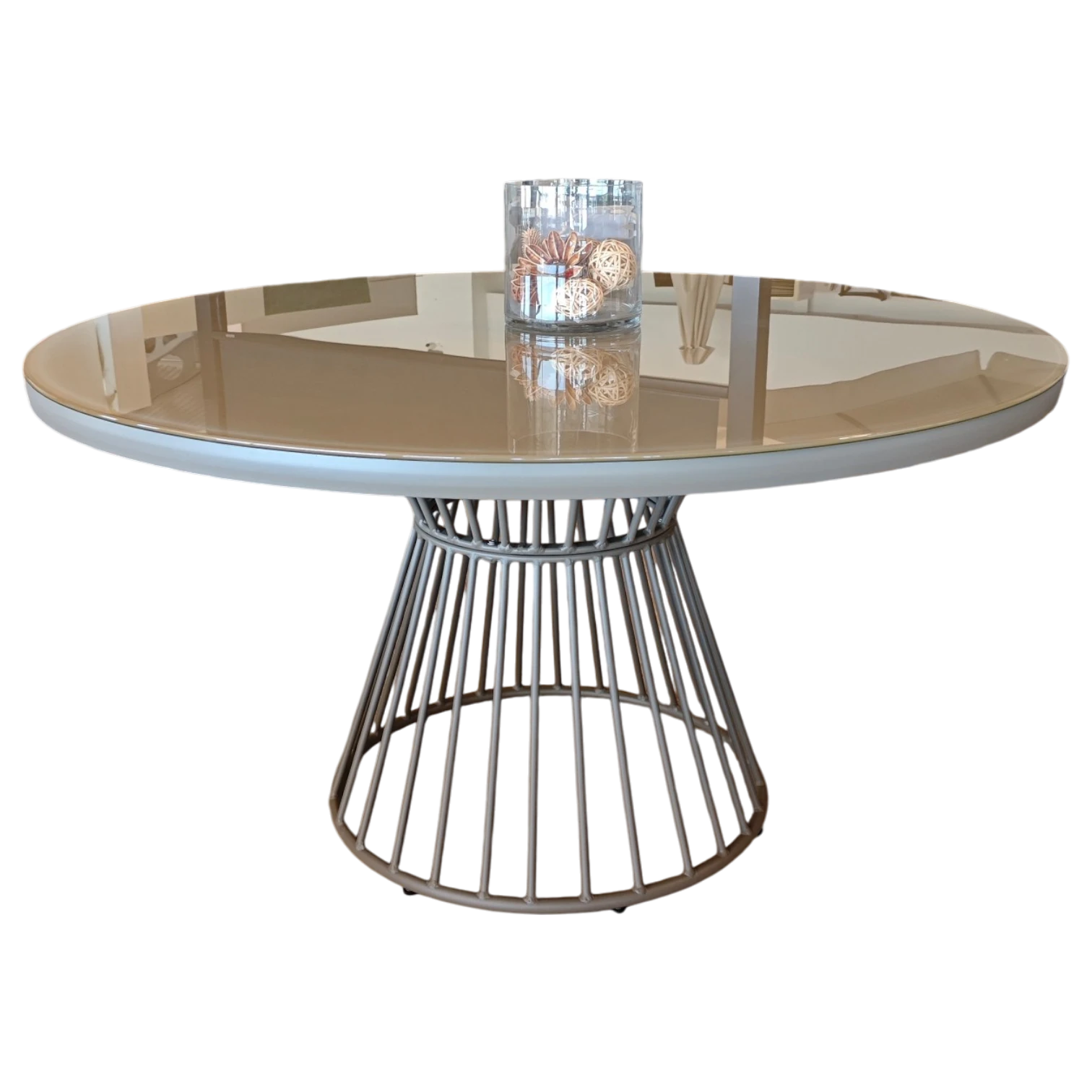 001043037111-TF-T16856-R140 OutDooor- Round Table- Glass top,metal legs - Palama - Ø140xH74cm