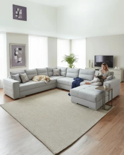Modern living room with elegant sofa and coffee table, showcasing Aletraris Furniture’s comfort, durability, and contemporary design.
