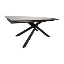 Monica 180 Dining Table — Metal, Stone -Dark Grey ,Black - 180/260x91x75cm
