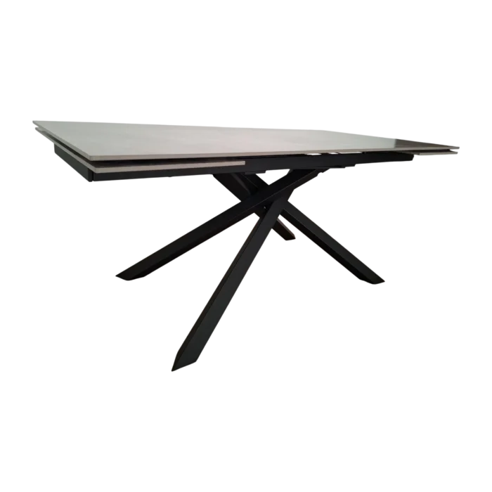 Monica 180 Dining Table — Metal, Stone -Dark Grey ,Black - 180/260x91x75cm
