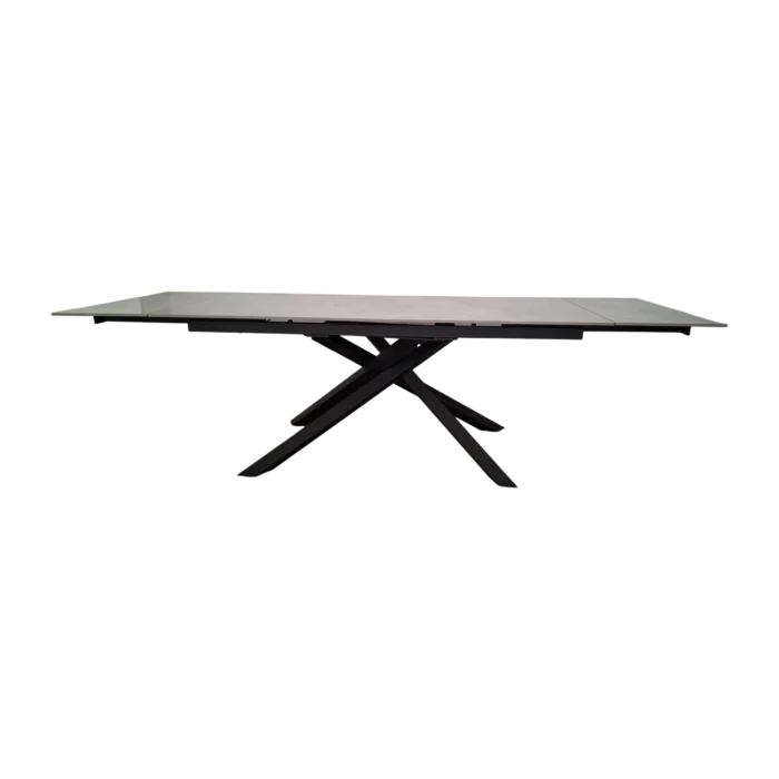 Monica 180 Dining Table — Metal, Stone -Dark Grey ,Black - 180/260x91x75cm