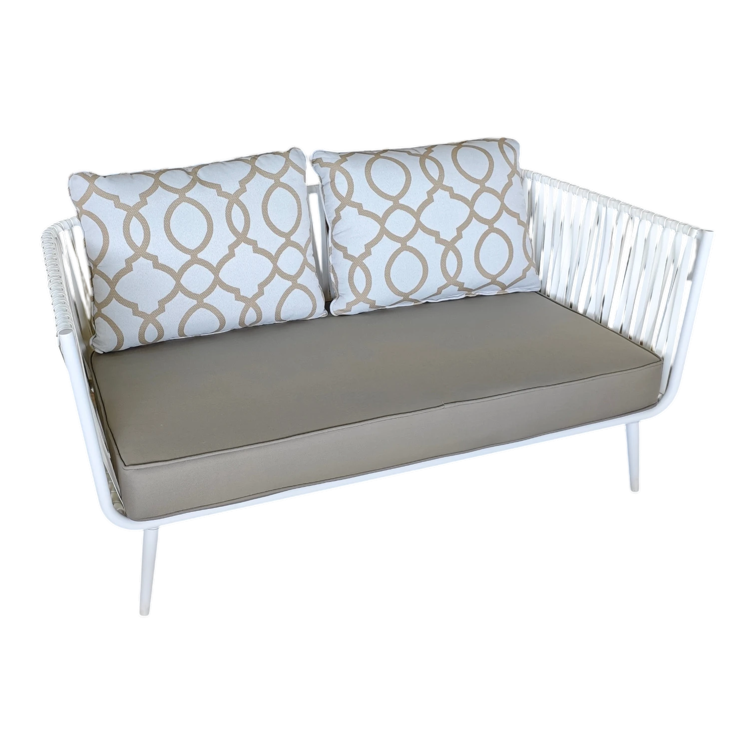 001043037120-TF-C17826-2 -side Malaga 2 Sofa — Wicker — White — 150(W) x 78(D) x 70(H) cm