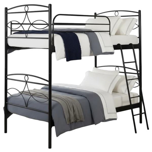 Bunk Bed - Chico 200 — Metal Frame Wood - Black Bunk Bed - Chico 200 — Metal Frame Wood - Black