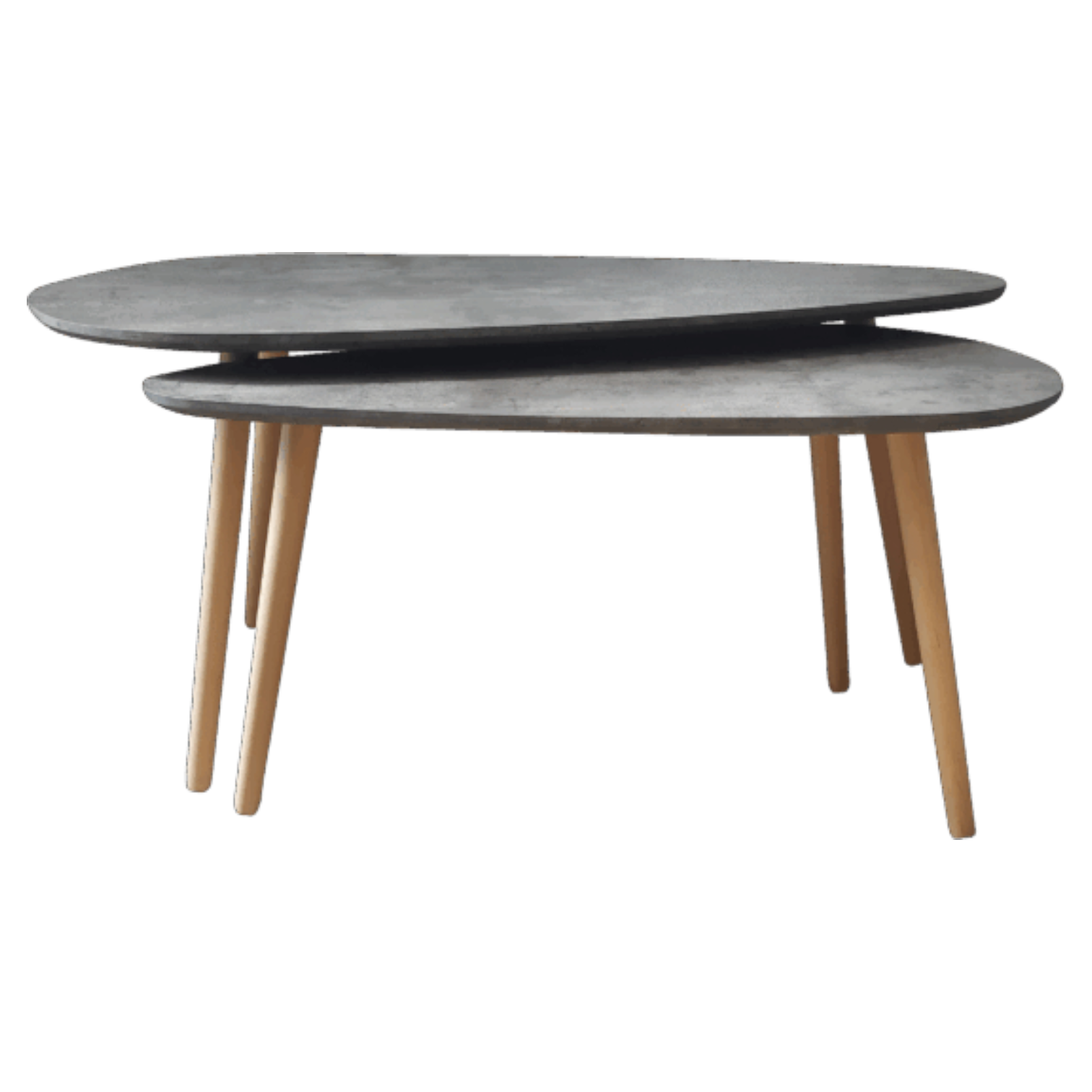 012325039008_CE-CT2560_ COFFEE TABLE MDF WOODEN LEGS (SET) 105x63xH47cm & 85x49xH43cm