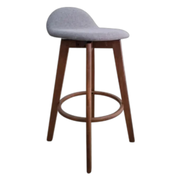 Bar Stool = 492Bc Stool — Fabric, Wood, Grey wALNUT