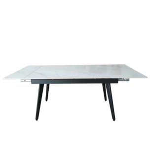 Dining Table– Apex – Open View – White Ceramic, 136(30+30)x90x75