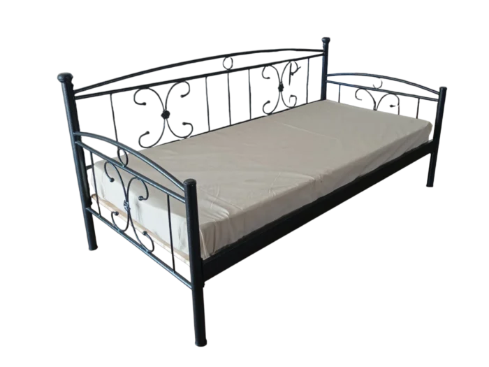 Sofa Bed – Atlanta – Front View – Black Finish, 90 x 190c m