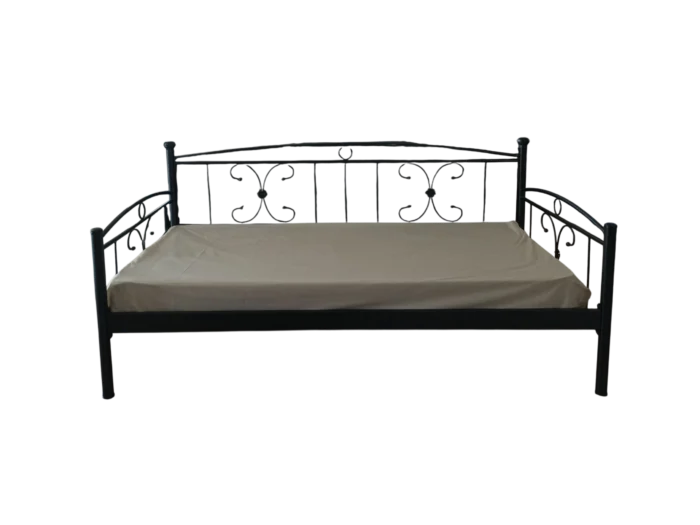 Sofa Bed – Atlanta – Front View – Black Finish, 90 x 190c m