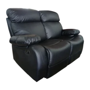 2 Seate Sofa– JENIN 2 – Front View – Black PVC Upholstery –155 x 94 x 100 cm