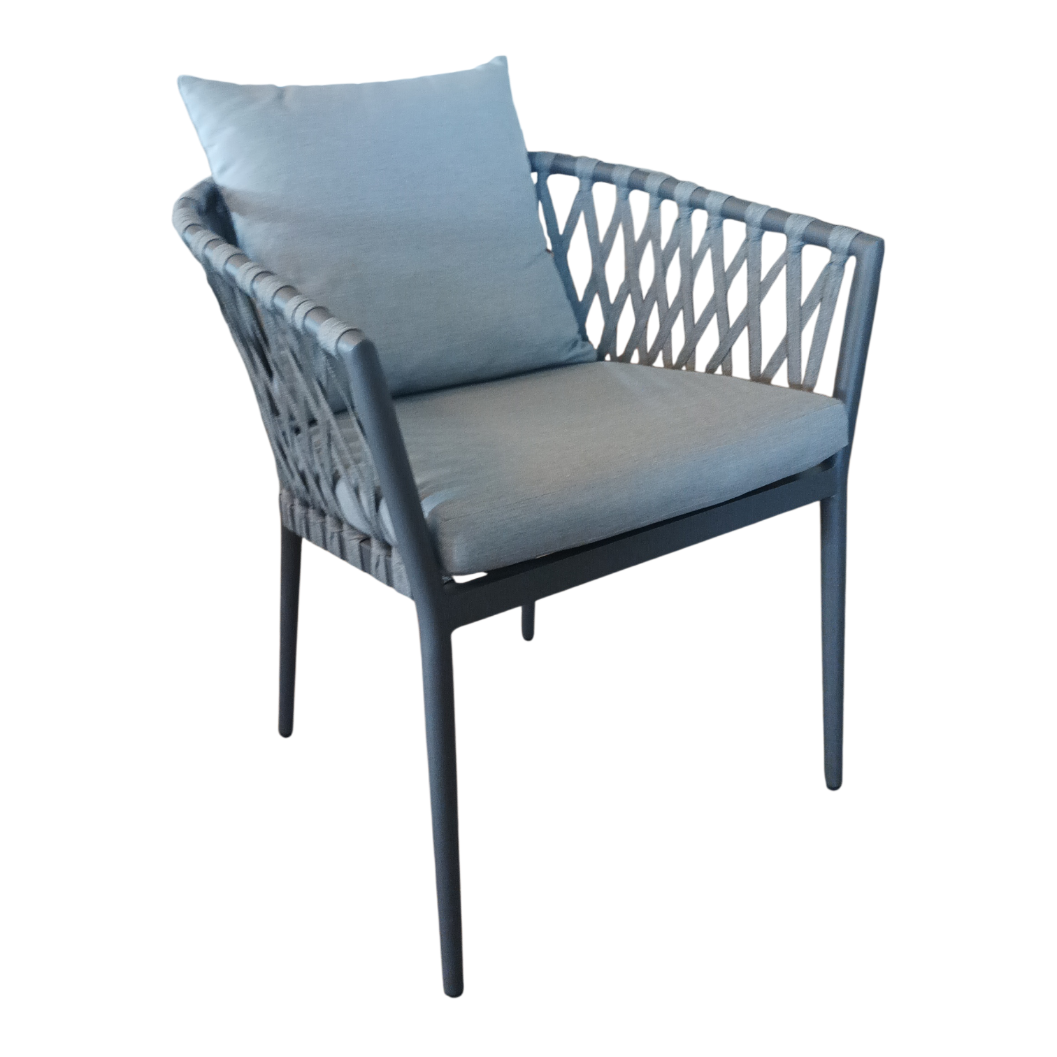 001137037301-WL-18C317A-2 OutDoor Armchair — Aluminum, Fabric — Grey - L62xD62xH74cm