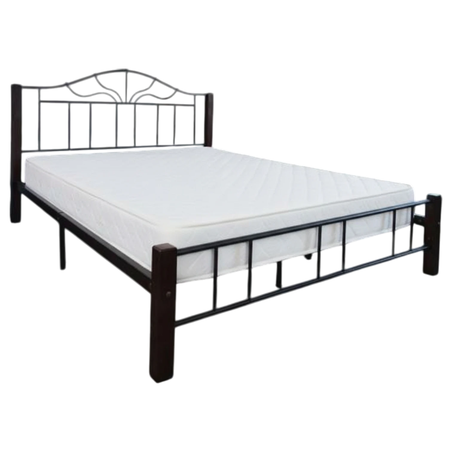 12018040057_KD-2563-5_1 Morpheus DB Bed— Metal, Wood — Black, Brown —152x194cm