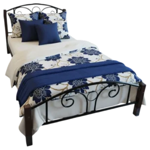 Morpheus DD Bed— Metal, Wood — Black, Brown —92x194cm