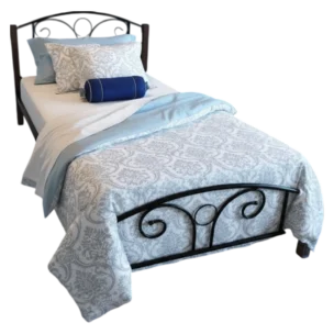 Morpheus DD Bed— Metal, Wood — Black, Brown —92x194cm