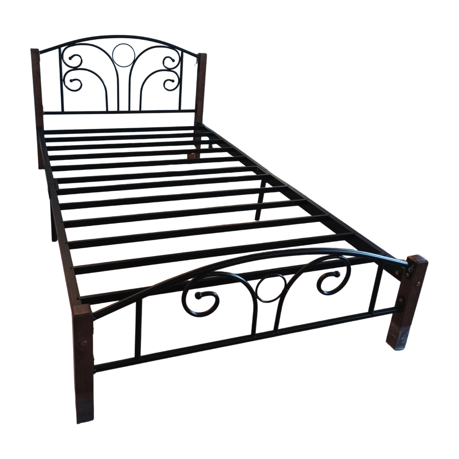 12018040059_KD-2550_1 Morpheus DD Bed— Metal, Wood — Black, Brown —92x194cm