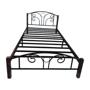 Morpheus DD Bed— Metal, Wood — Black, Brown —92x194cm