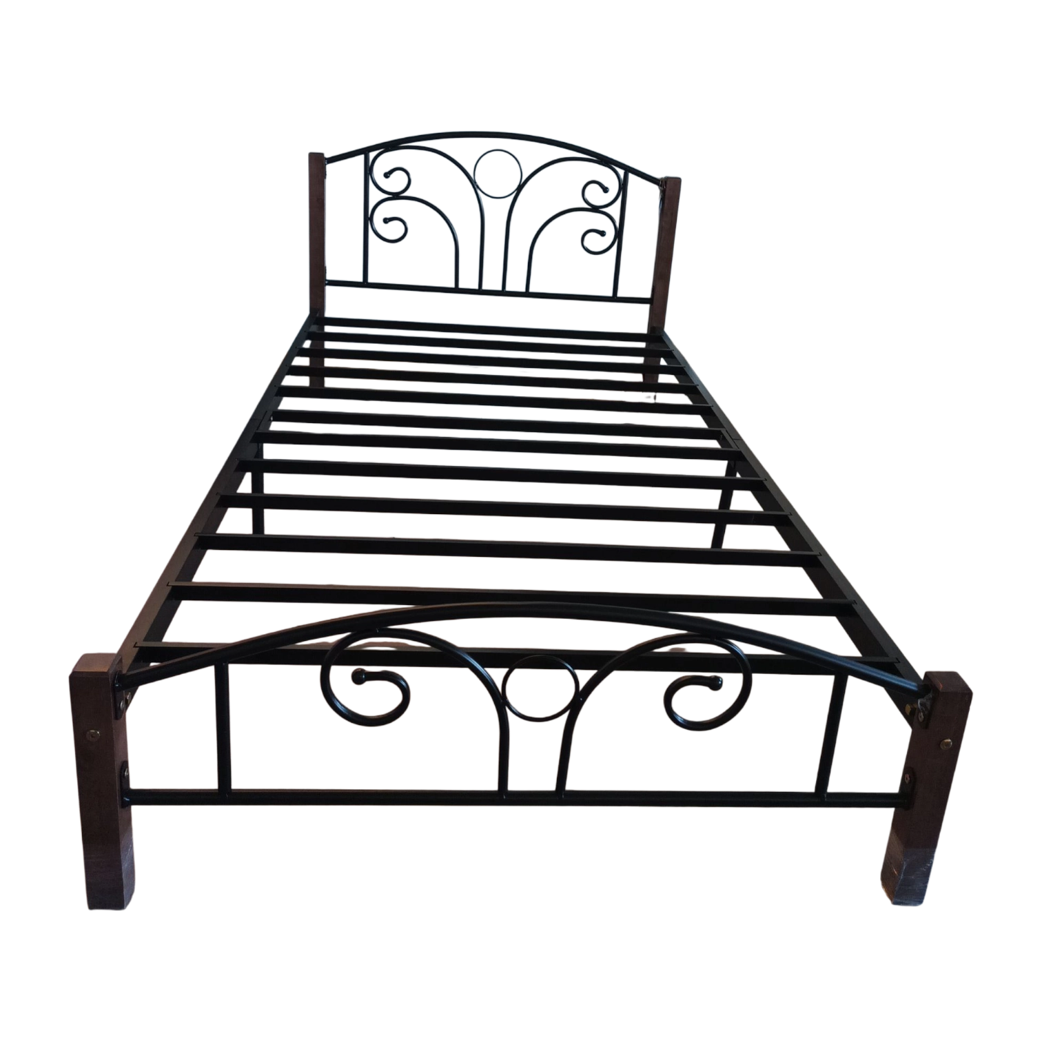 12018040059_KD-2550_2 Morpheus DD Bed— Metal, Wood — Black, Brown —92x194cm