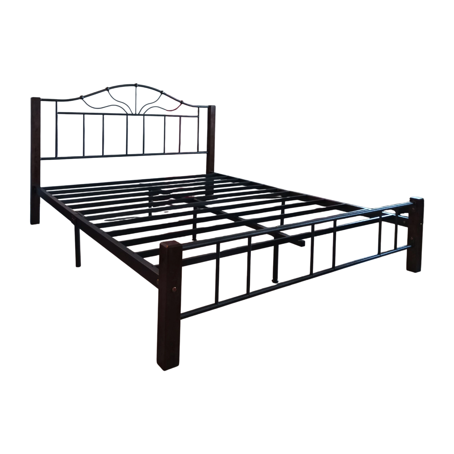 12018040057_KD-2563-5_1 Morpheus DB Bed— Metal, Wood — Black, Brown —152x194cm