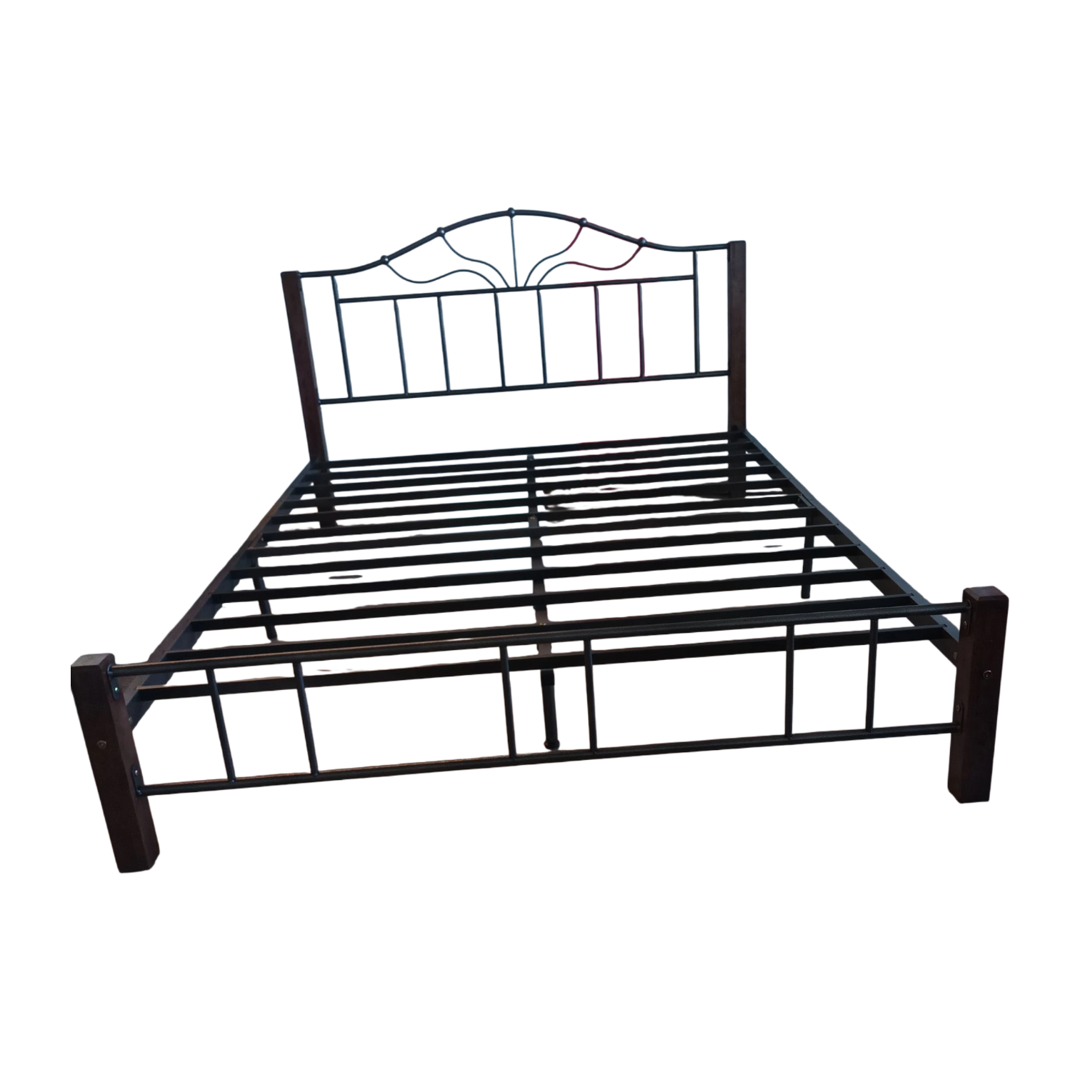 12018040057_KD-2563-5_2 Morpheus DB Bed— Metal, Wood — Black, Brown —152x194cm