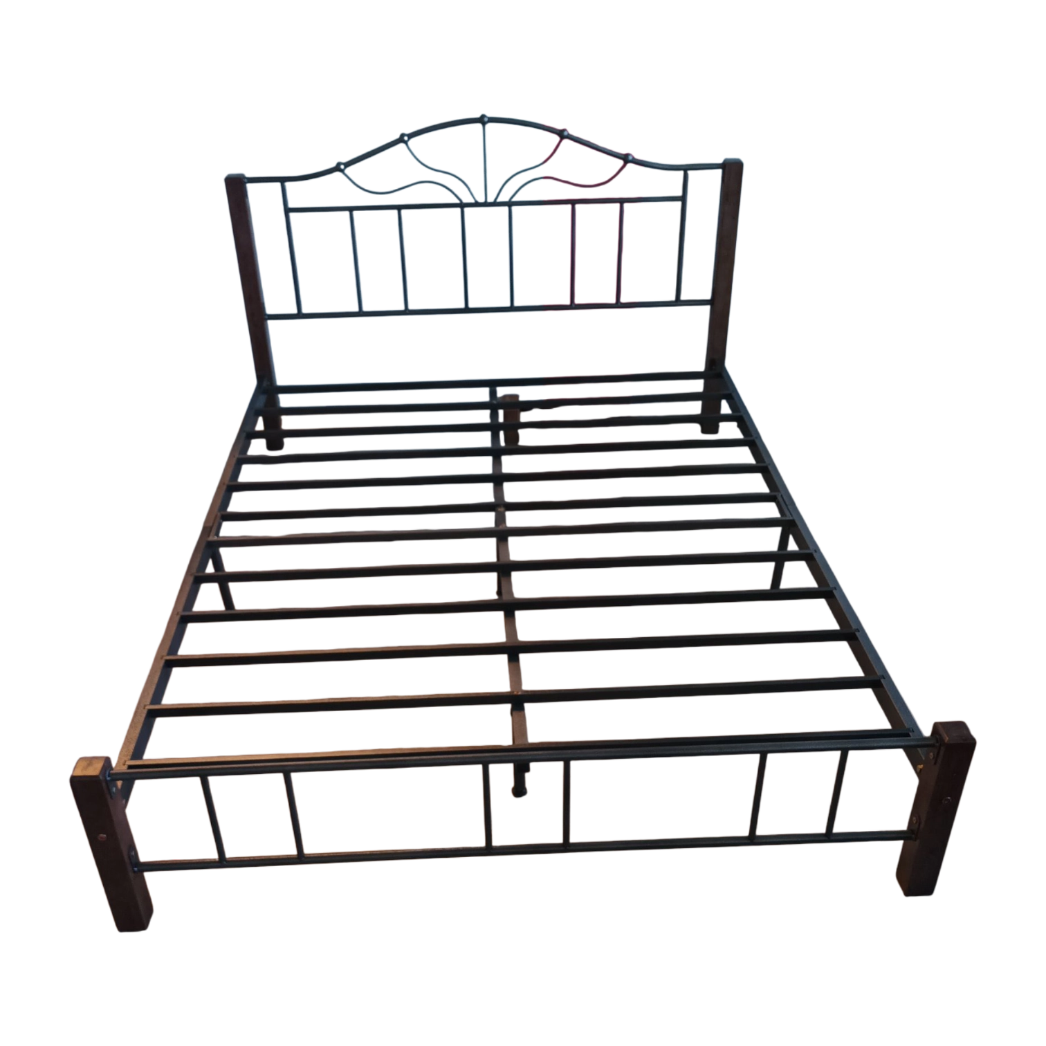 12018040057_KD-2563-5_3 Morpheus DB Bed— Metal, Wood — Black, Brown —152x194cm