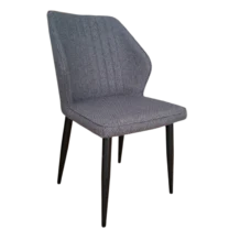 DINING CHAIR FABRIC GREY BLACK POWDER COATED LEGS W49 x D60 x H84 cm