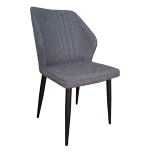 DINING CHAIR FABRIC GREY BLACK POWDER COATED LEGS W49 x D60 x H84 cm