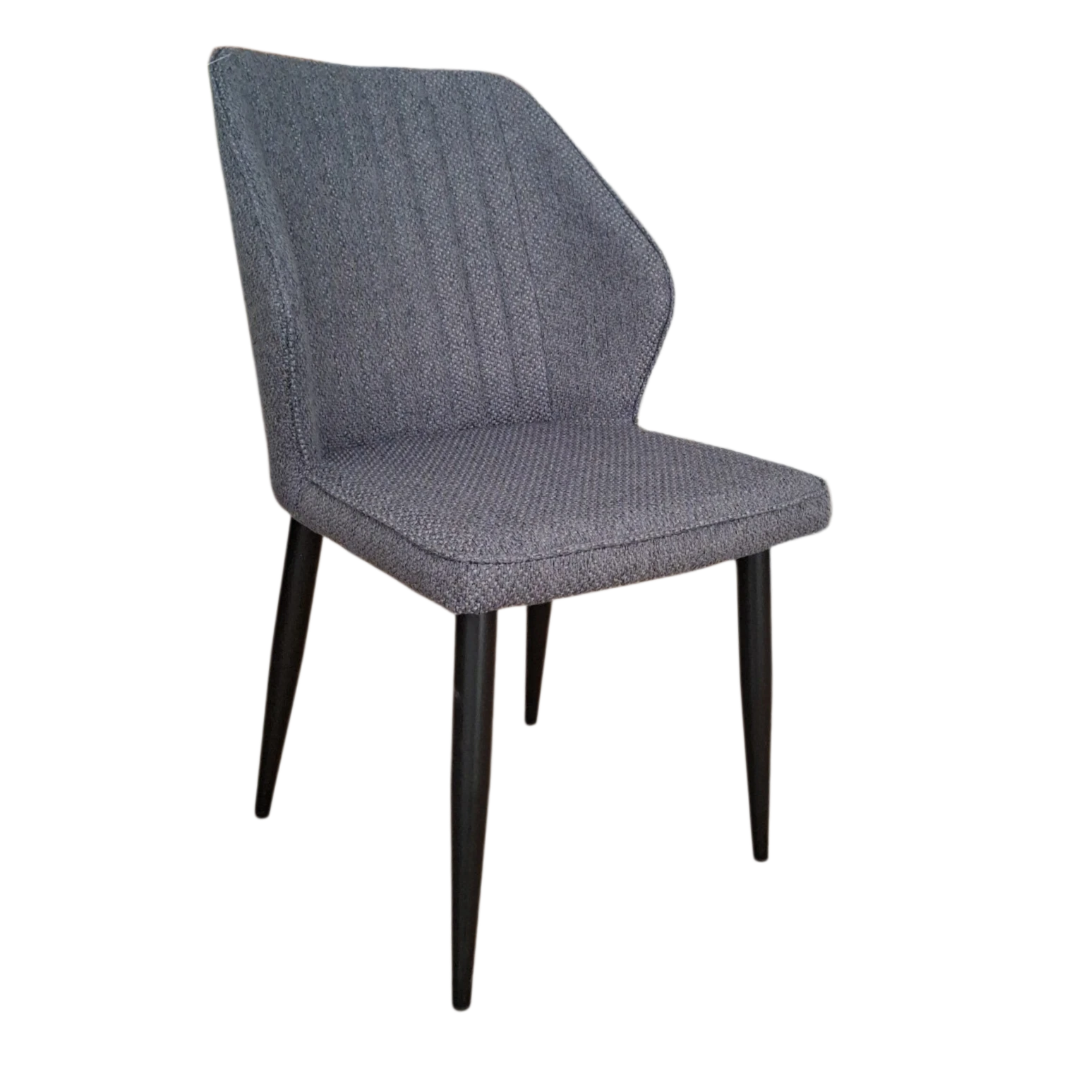 012208039042_UL-UDC7031_Grey DINING CHAIR FABRIC GREY BLACK POWDER COATED LEGS W49 x D60 x H84 cm