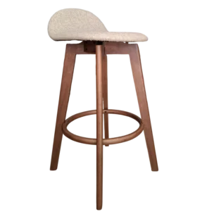 Bar Stool = 492Bc Stool — Fabric, Wood, Sandshell ,Walnut