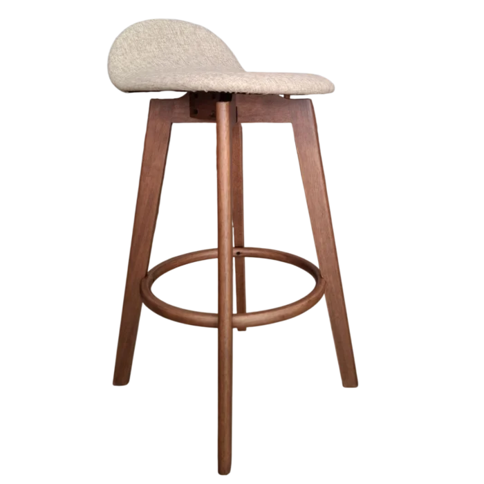 Bar Stool = 492Bc Stool — Fabric, Wood, Sandshell ,Walnut