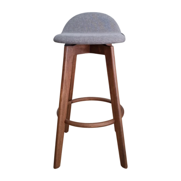 Bar Stool = 492Bc Stool — Fabric, Wood, Grey wALNUT
