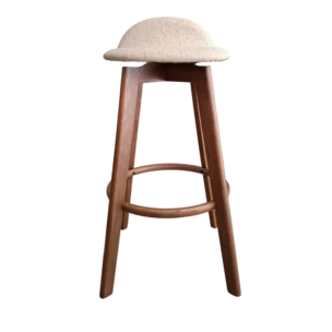 Bar Stool = 492Bc Stool — Fabric, Wood, Sandshell ,Walnut