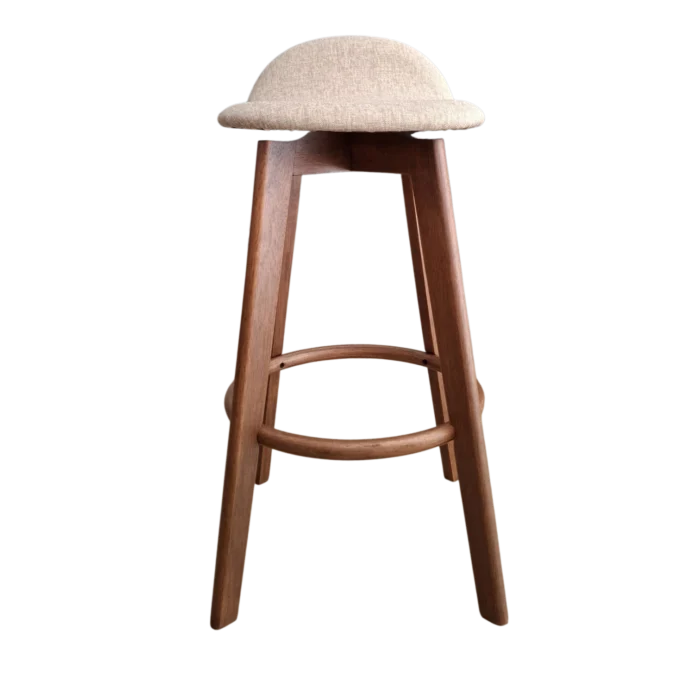 Bar Stool = 492Bc Stool — Fabric, Wood, Sandshell ,Walnut