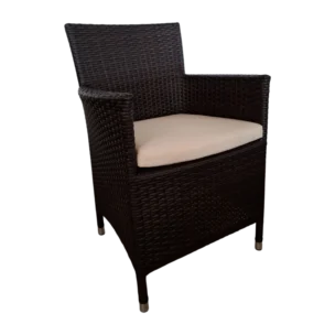 Alice 2 Armchair — Aluminum, Wicker - Dark Brown - L57xD58xH85cm