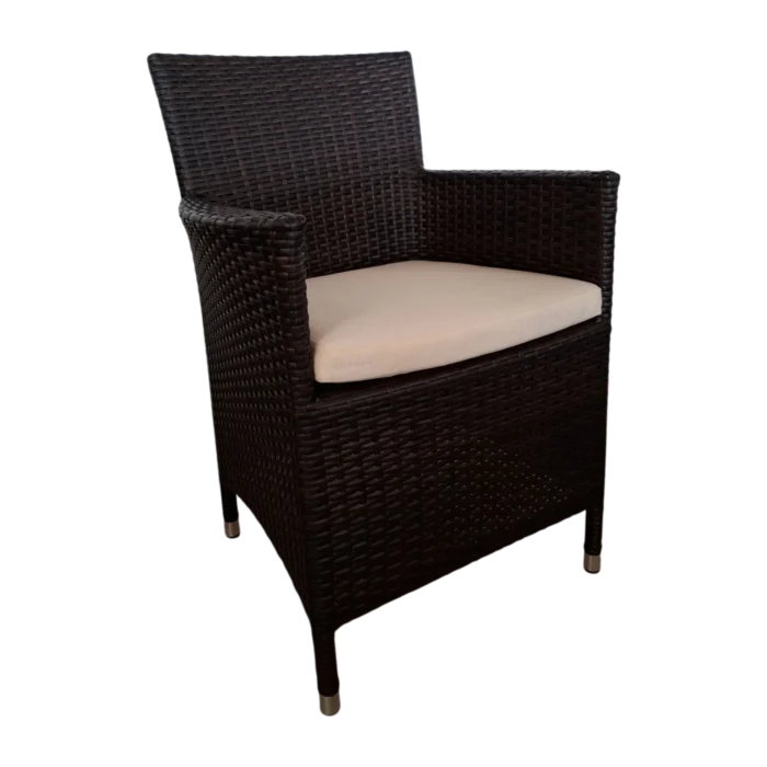 Alice 2 Armchair — Aluminum, Wicker - Dark Brown - L57xD58xH85cm