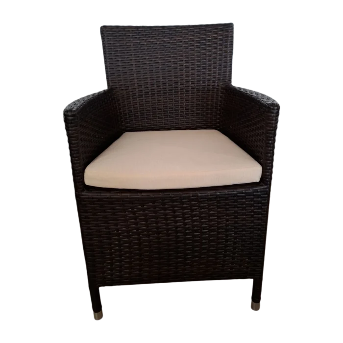 Alice 2 Armchair — Aluminum, Wicker - Dark Brown - L57xD58xH85cm