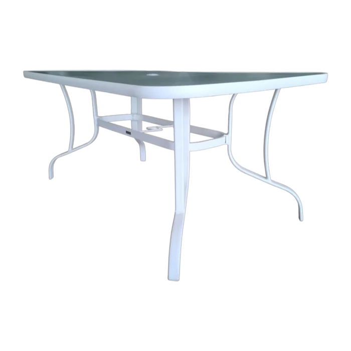 Crespo-1 Dining Table — white — Aluminum, Glass — 150(L) x 95(D) x 72(H) cm