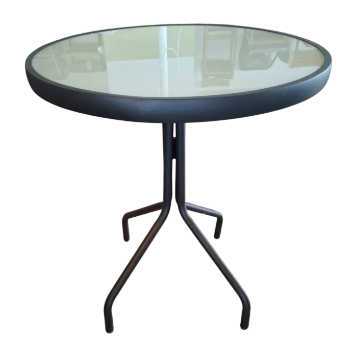 ALUMINIUM Coffee TABLE 60XH68cm With MILKY GLASS