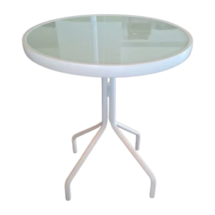 ALUMINIUM Coffee TABLE 60XH68cm With MILKY GLASS