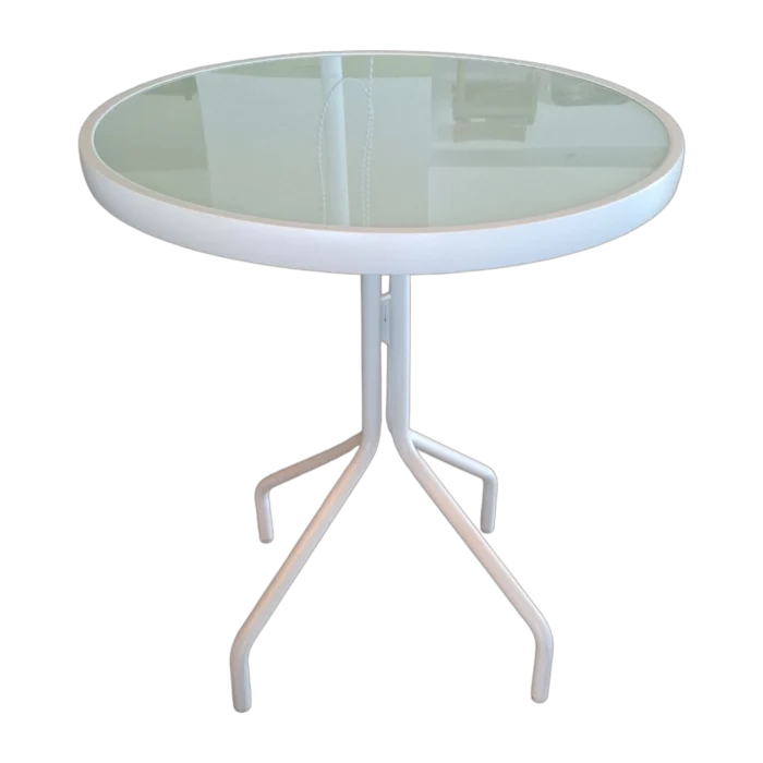 ALUMINIUM Coffee TABLE 60XH68cm With MILKY GLASS