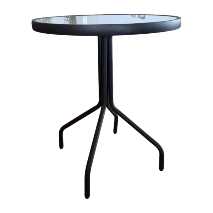 ALUMINIUM Coffee TABLE 60XH68cm With MILKY GLASS